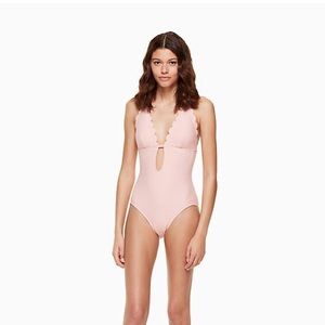 NWT Kate Spade Scalloped Textured Halter Swimsuit